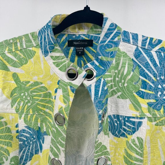 🌴Mahtani  Sz M Artistic Embroidered Moto Jacket - Edgy & Unique -Pop of Color🌴 - Picture 3 of 12